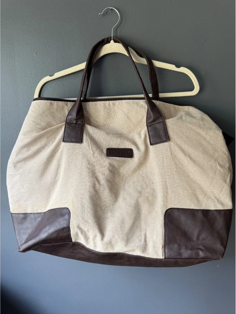 John Varvatos Large Canvas and Leather Tote Bag